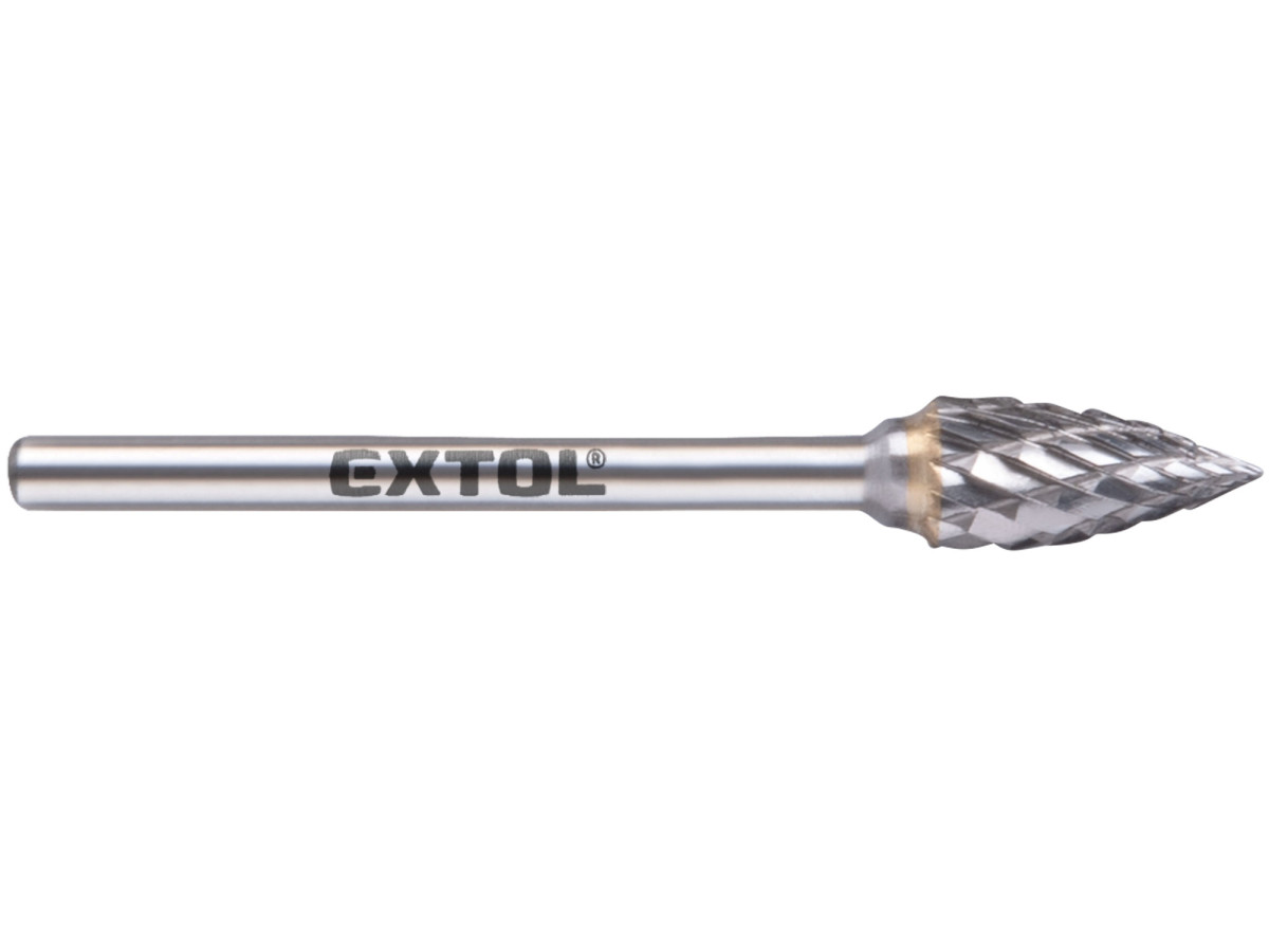 Extol Industrial 8703863 fréza karbidová, ostrý oblouk, ⌀6x13mm, ⌀stopky 3mm, sek střední (double-cut)