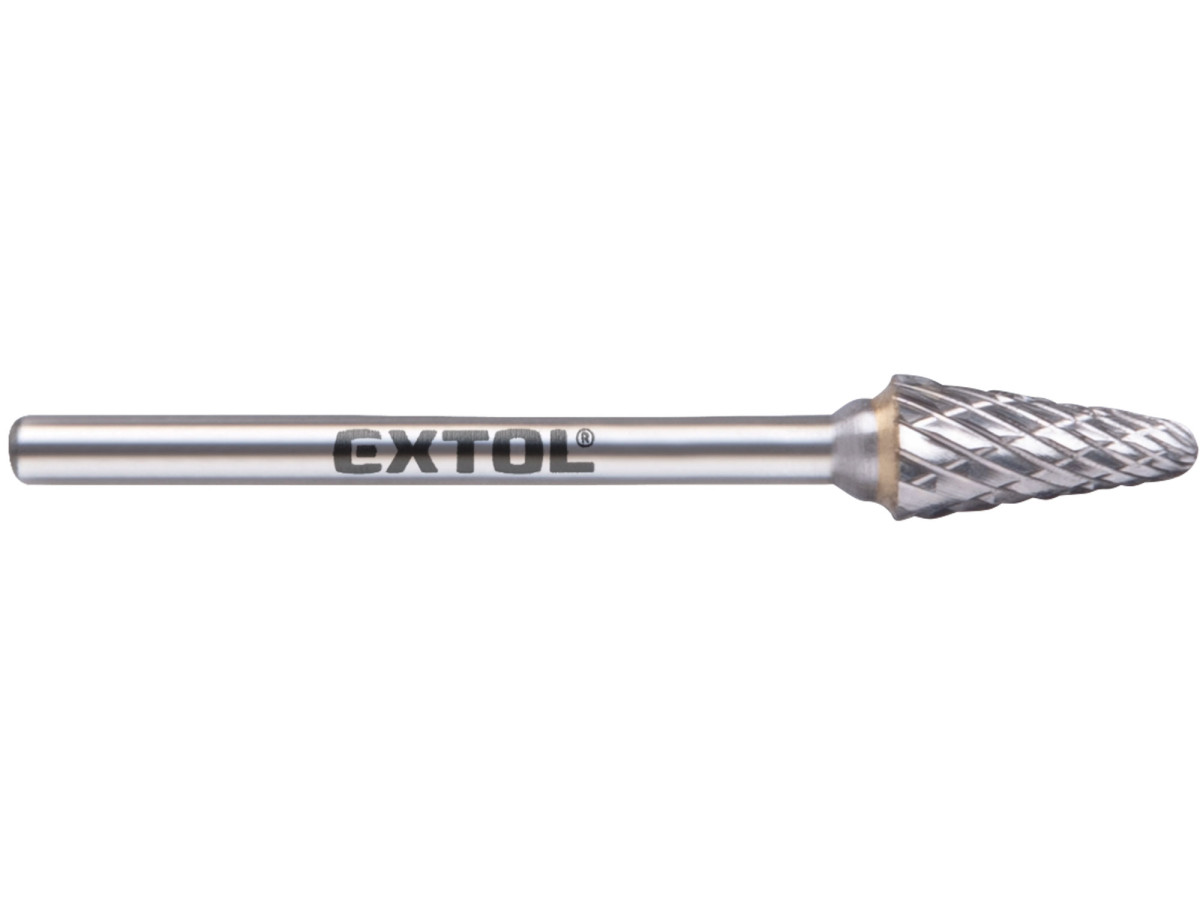Extol Industrial 8703883 fréza karbidová, konická zakulacená, ⌀6x13mm, ⌀stopky 3mm, sek střední (double-cut)