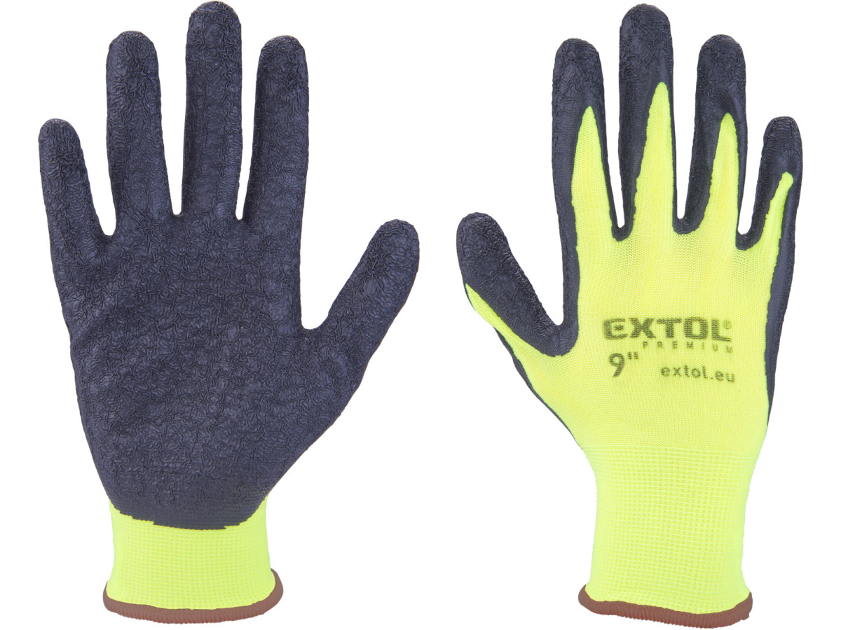 Extol Premium 8856645 rukavice nylonové, bezešvé, polomáčené v latexu, velikost 9