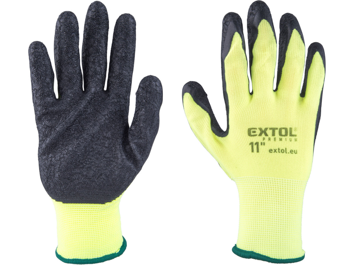 Extol Premium 8856647 rukavice nylonové, bezešvé, polomáčené v latexu, velikost 11