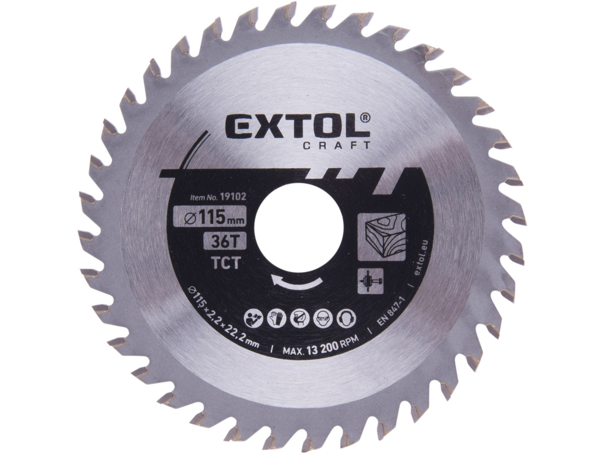 Extol Craft 19102 kotouč pilový s SK plátky, O 115x2,2x22,2mm, 36T