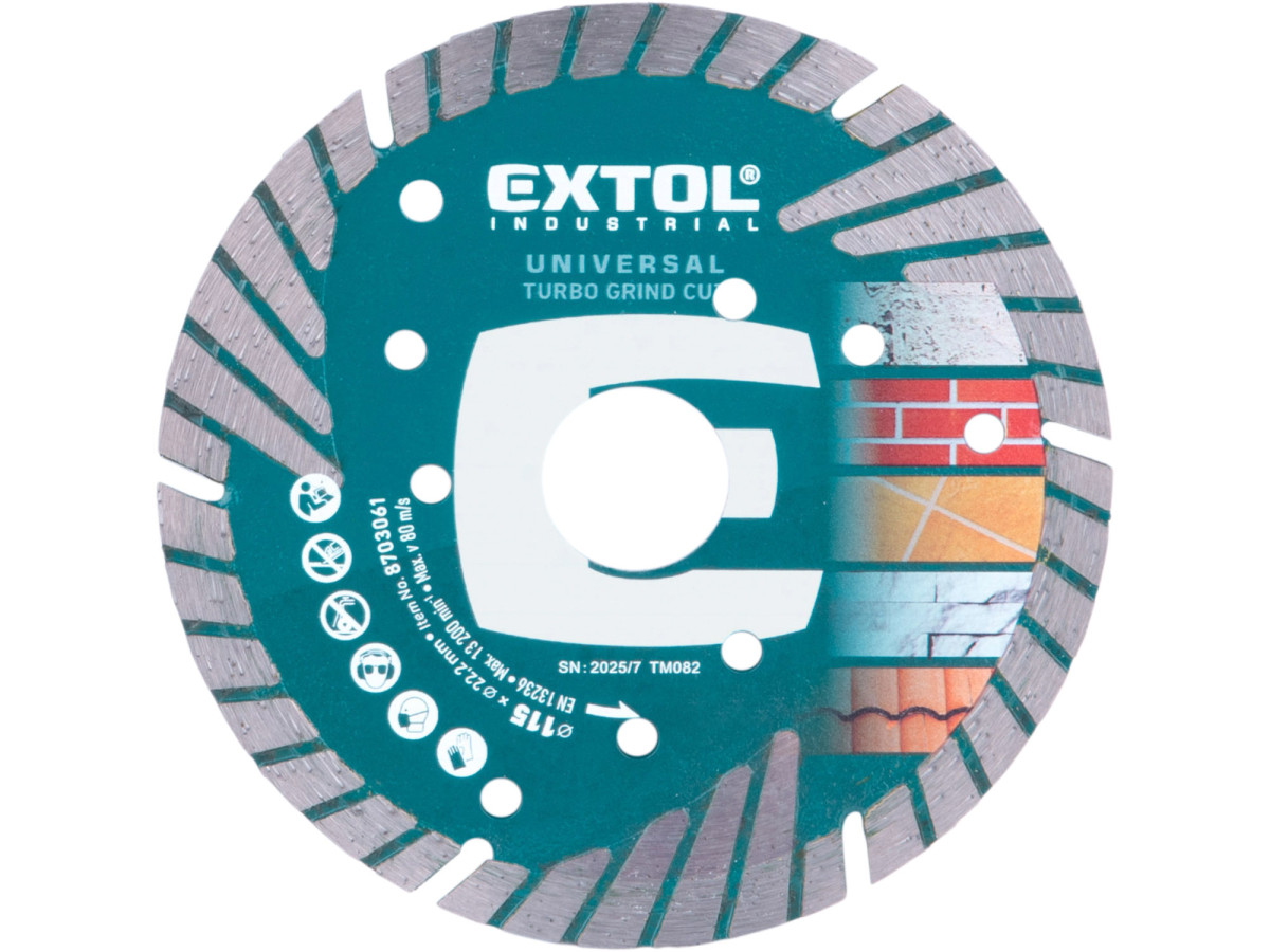 Extol Premium 8703061 kotouč diamantový řezný, turbo Grind Cut, suché i mokré řezání, O 115x22,2x2,2mm