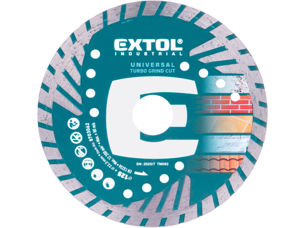Extol Premium 8703062 kotouč diamantový řezný, turbo Grind Cut, suché i mokré řezání, O 125x22,2x2,2mm