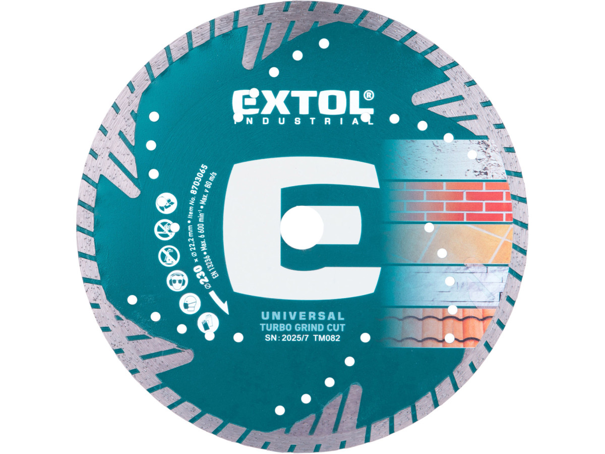 Extol Premium 8703065 kotouč diamantový řezný, turbo Grind Cut, suché i mokré řezání, O 230x22,2x2,6mm