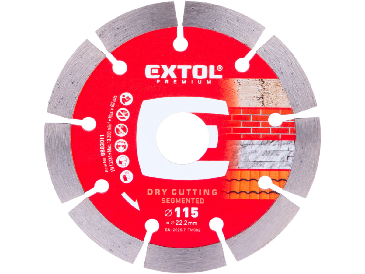 Extol Premium 8803011 kotouč diamantový řezný segmentový - suché řezání, O 115x22,2x1,8mm