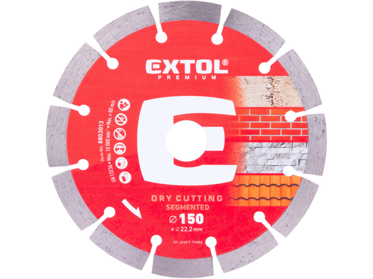 Extol Premium 8803013 kotouč diamantový řezný segmentový - suché řezání, O 150x22,2x2mm