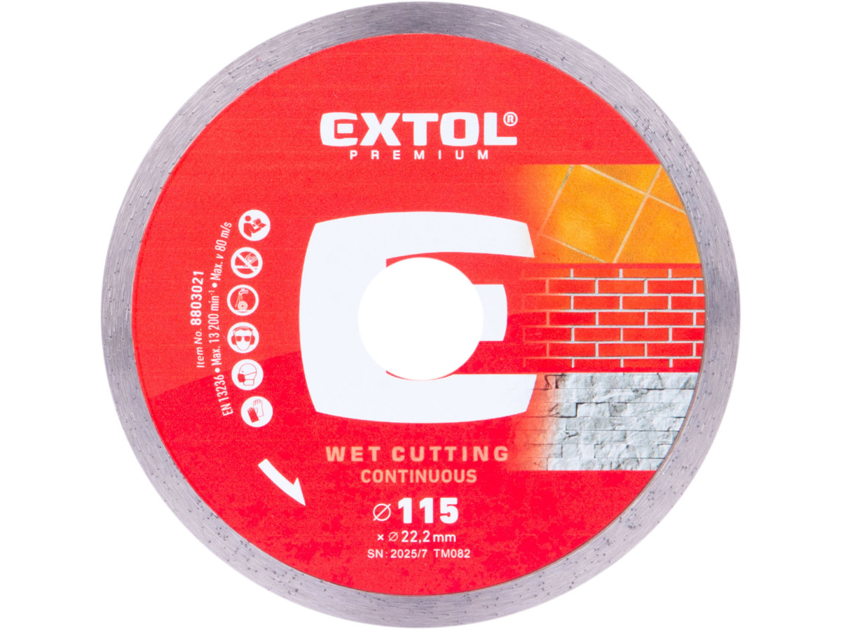 Extol Premium 8803021 kotouč diamantový řezný celoobv. EXTRA tenký - mokré řezání, O 115x22,2x1,1mm