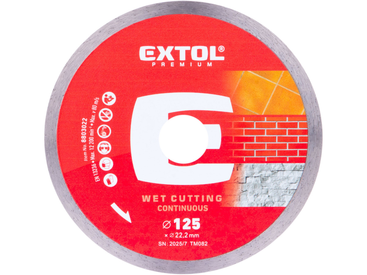 Extol Premium 8803022 kotouč diamantový řezný celoobv. EXTRA tenký - mokré řezání, O 125x22,2x1,1mm
