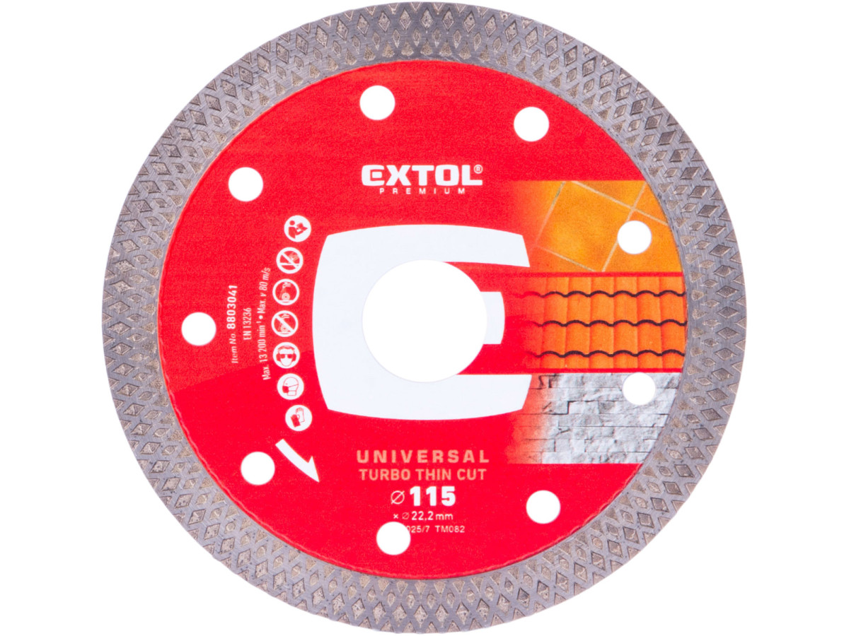 Extol Premium 8803041 kotouč diamantový řezný, turbo Thin Cut, suché i mokré řezání, O 115x22,2x1,2mm