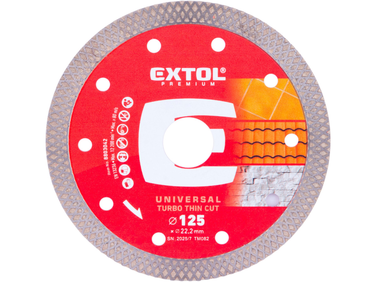Extol Premium 8803042 kotouč diamantový řezný, turbo Thin Cut, suché i mokré řezání, O 125x22,2x1,4mm