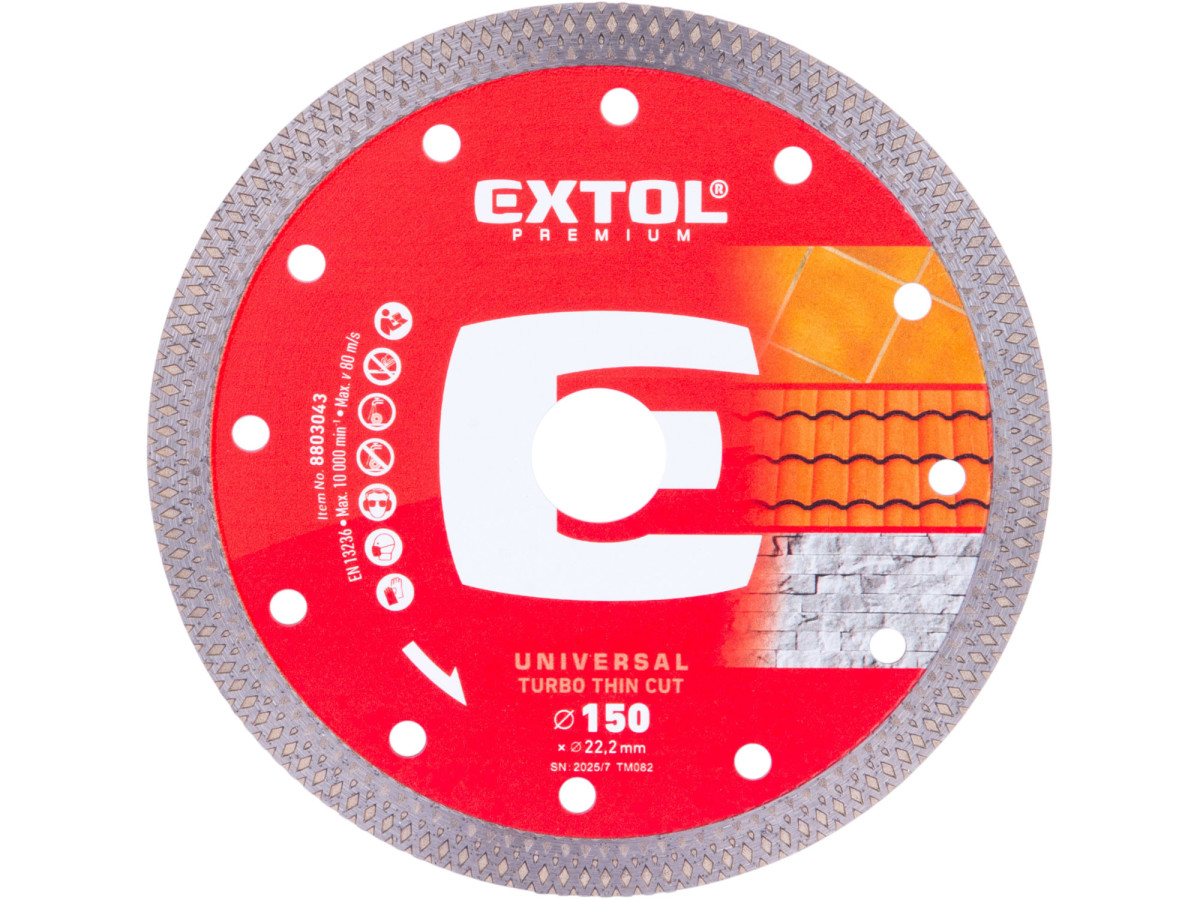Extol Premium 8803043 kotouč diamantový řezný, turbo Thin Cut, suché i mokré řezání, O 150x22,2x1,6mm