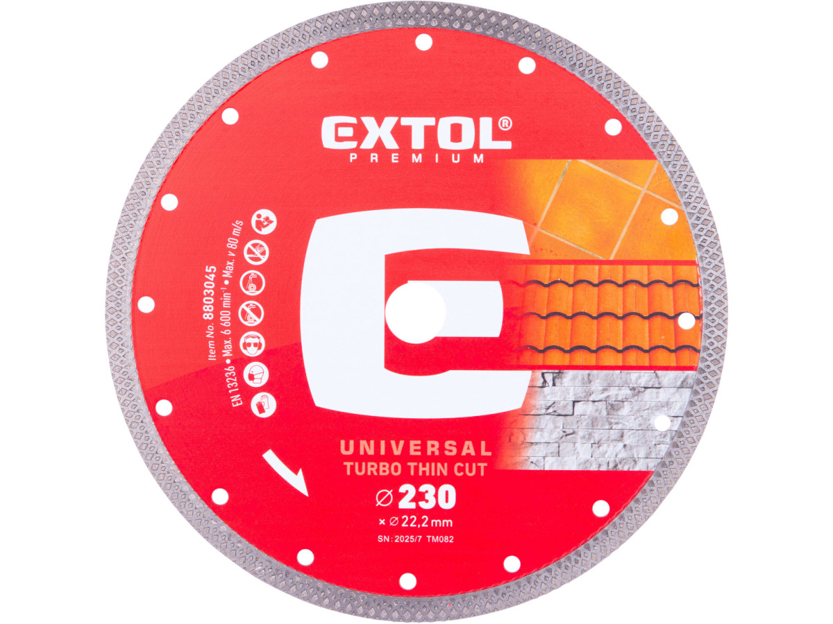 Extol Premium 8803045 kotouč diamantový řezný, turbo Thin Cut, suché i mokré řezání, O 230x22,2x2mm