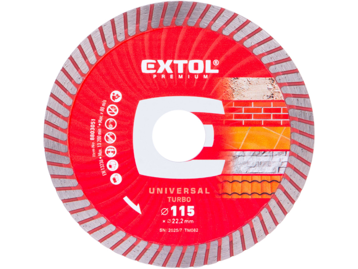 Extol Premium 8803051 kotouč diamantový řezný, turbo - suché i mokré řezání, O 115x22,2x2mm