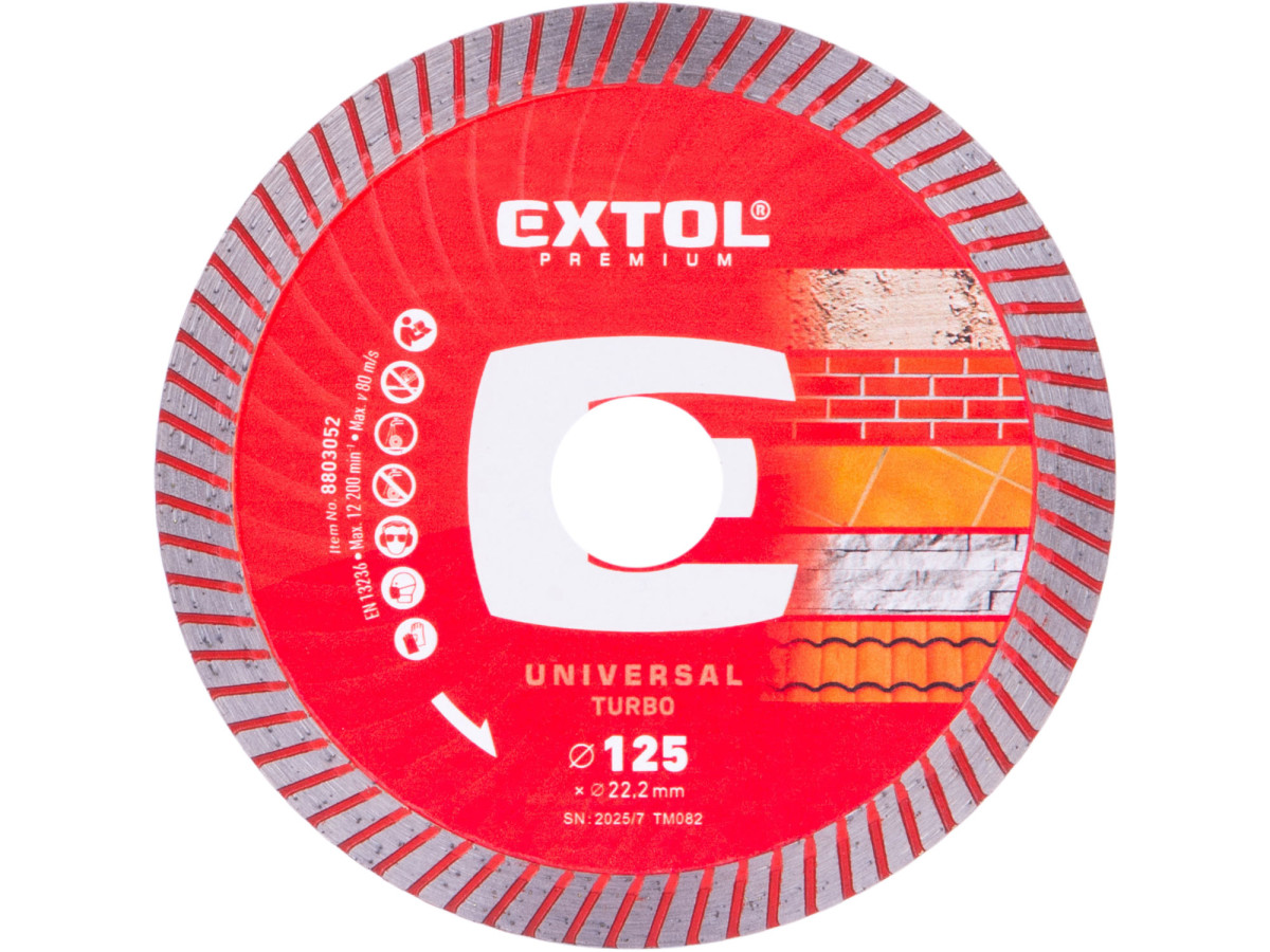 Extol Premium 8803052 kotouč diamantový řezný, turbo - suché i mokré řezání, O 125x22,2x2mm