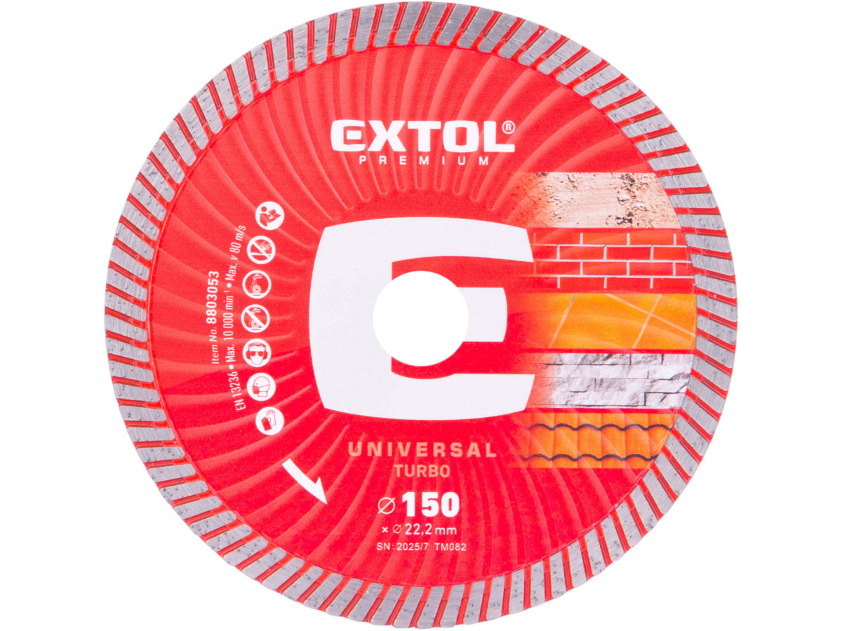 Extol Premium 8803053 kotouč diamantový řezný, turbo - suché i mokré řezání, O 150x22,2x2,4mm