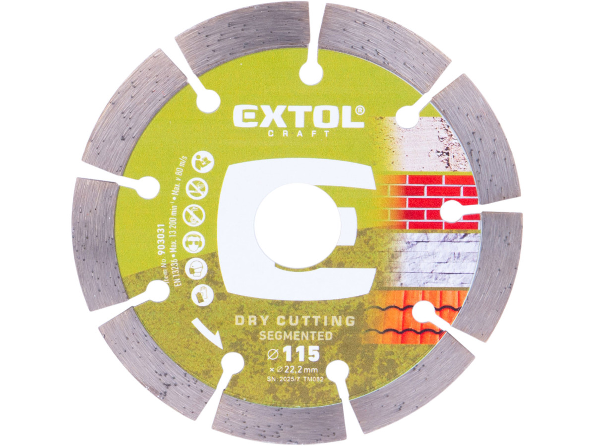 Extol Craft 903031 kotouč diamantový řezný segmentový - suché řezání, O 115x22,2x1,8mm
