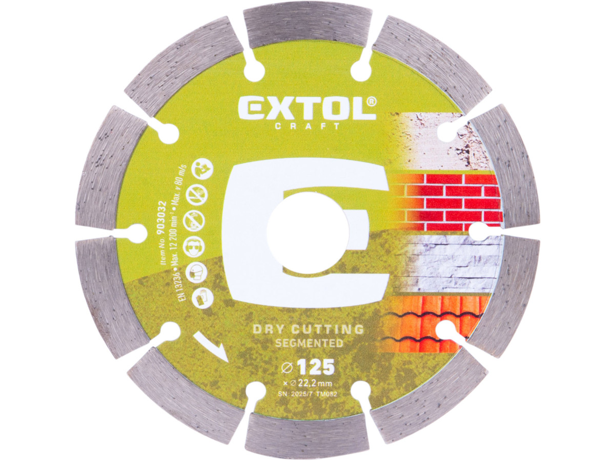 Extol Craft 903032 kotouč diamantový řezný segmentový - suché řezání, O 125x22,2x1,8mm
