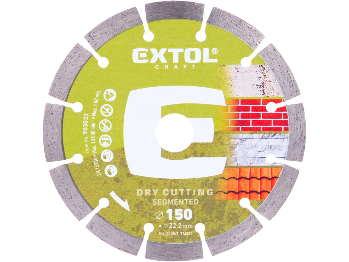 Extol Craft 903033 kotouč diamantový řezný segmentový - suché řezání, O 150x22,2x2mm