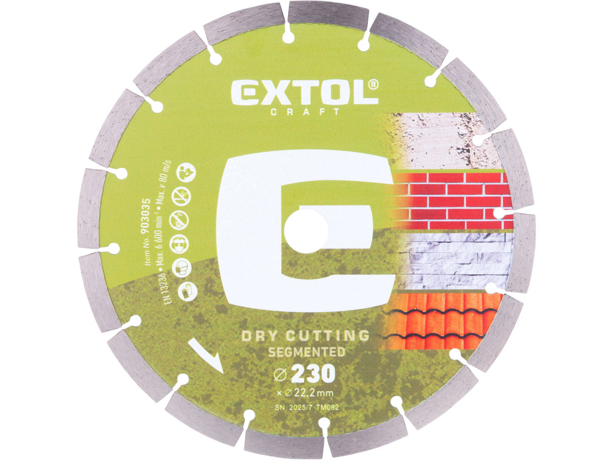 Extol Craft 903035 kotouč diamantový řezný segmentový - suché řezání, O 230x22,2x2,6mm