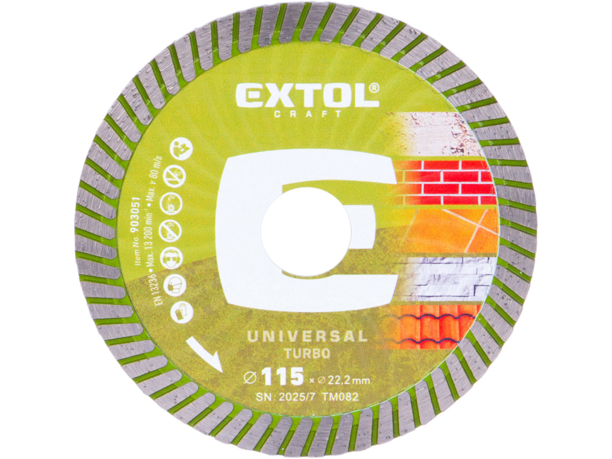 Extol Craft 903051 kotouč diamantový řezný, turbo - suché i mokré řezání, O 115x22,2x2mm