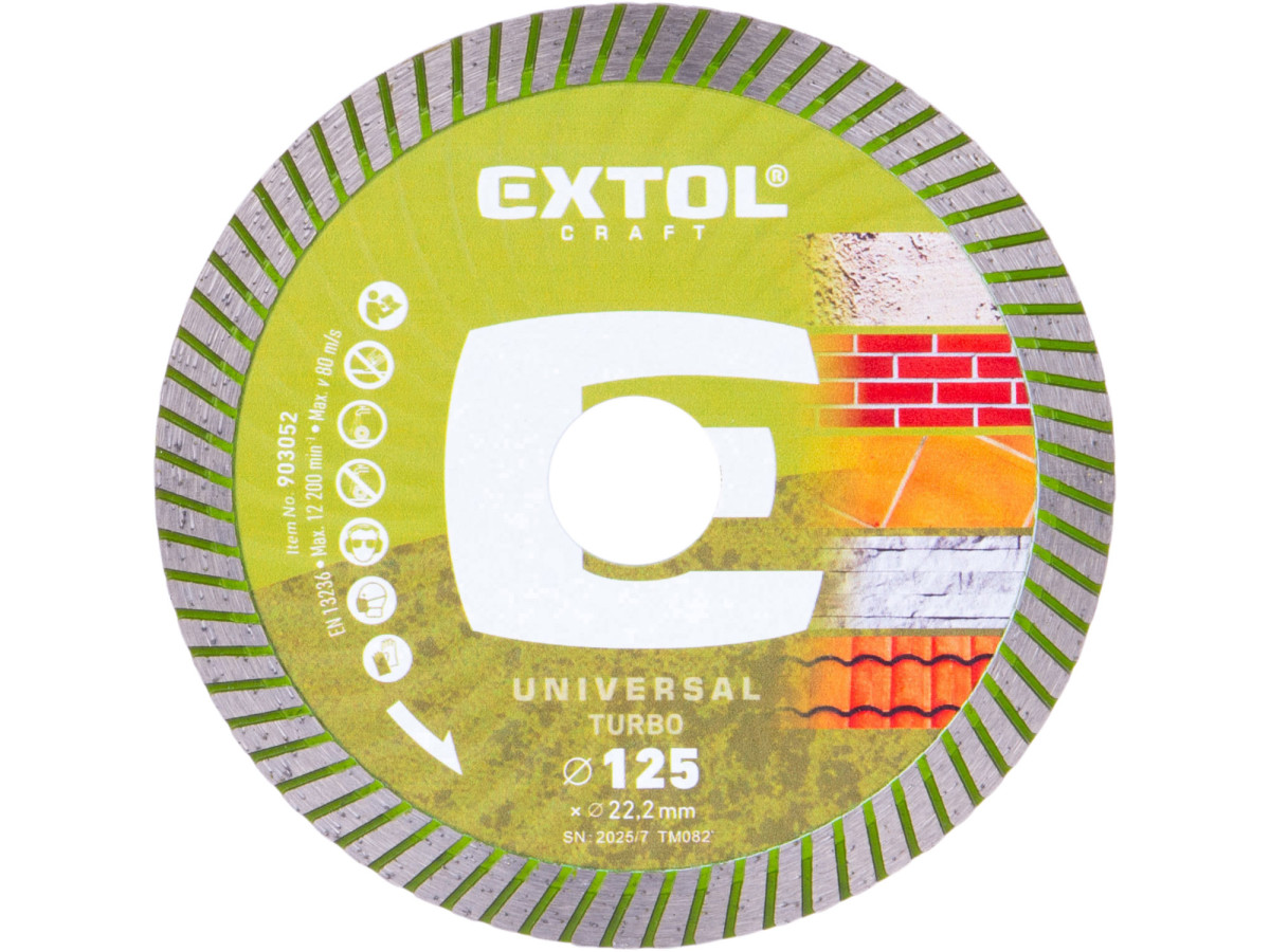 Extol Craft 903052 kotouč diamantový řezný, turbo - suché i mokré řezání, O 125x22,2x2mm