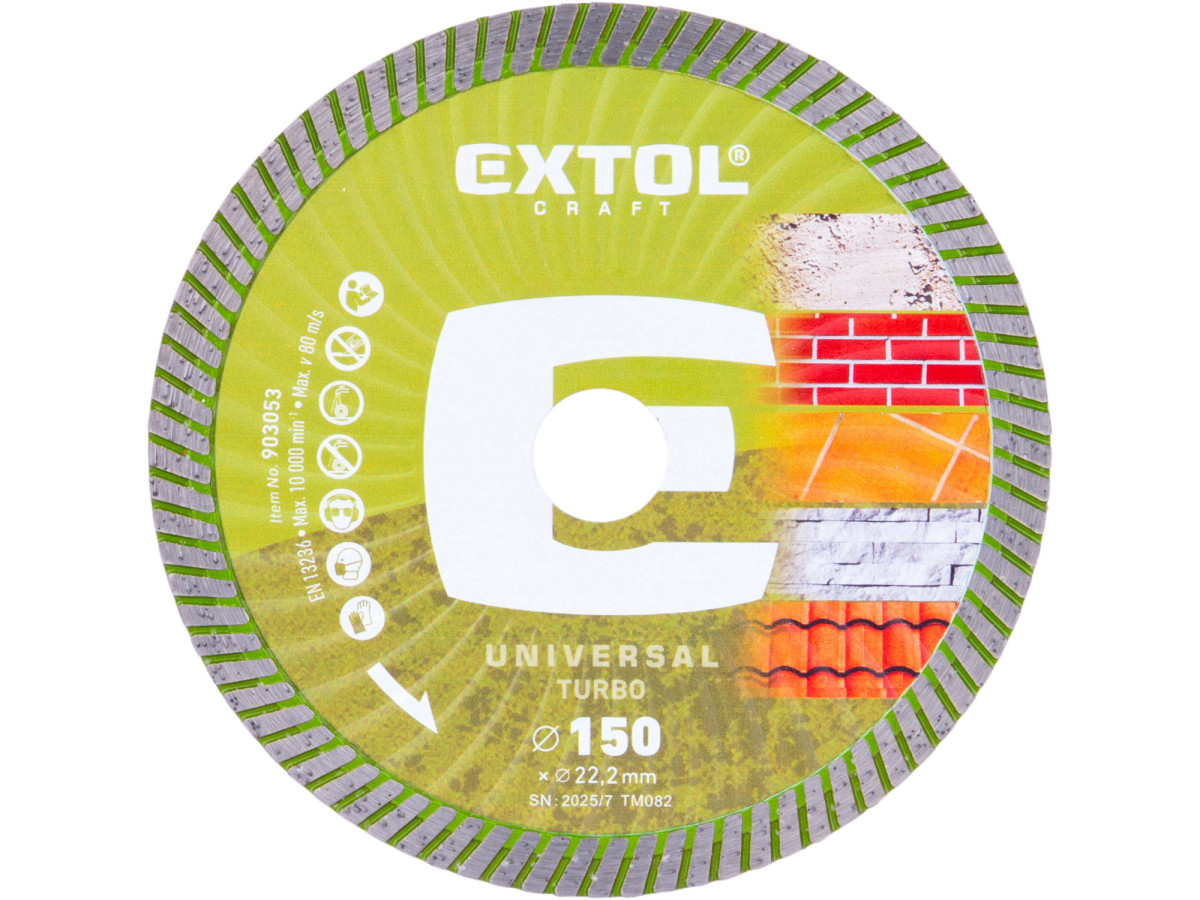 Extol Craft 903053 kotouč diamantový řezný, turbo - suché i mokré řezání, O 150x22,2x2,4mm
