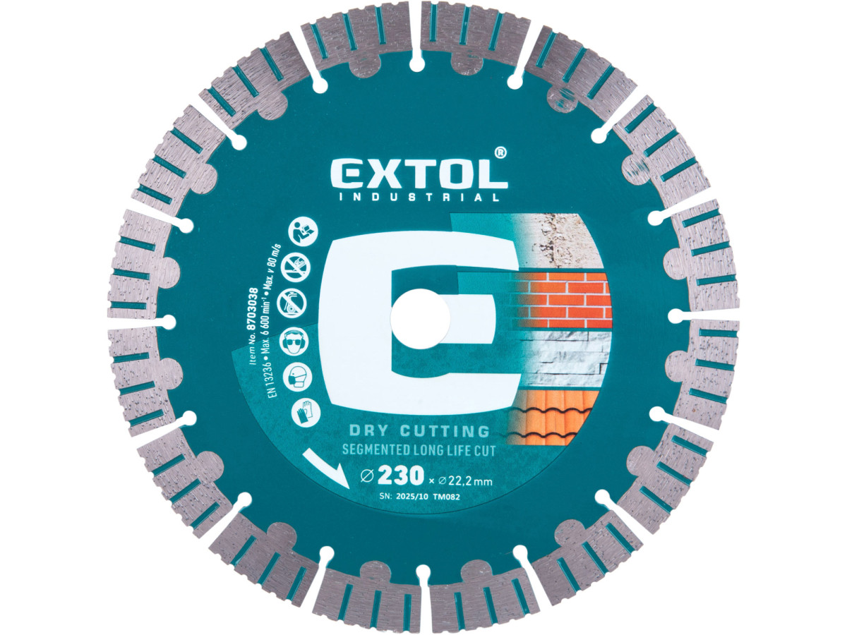 Extol Industrial 8703038 kotouč diamantový řezný segmentový Long Life Cut, suché řezání, O 230x22,2x2,3mm