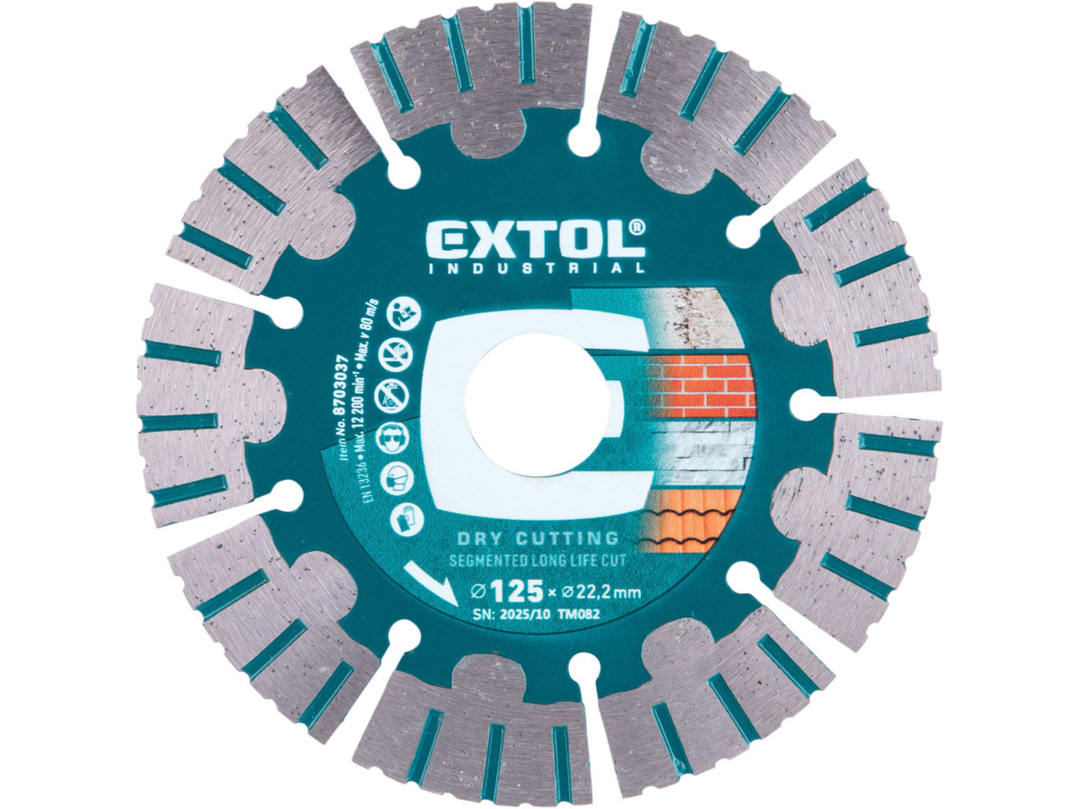 Extol Industrial 8703037 kotouč diamantový řezný segmentový Long Life Cut, suché řezání, O 125x22,2x1,9mm