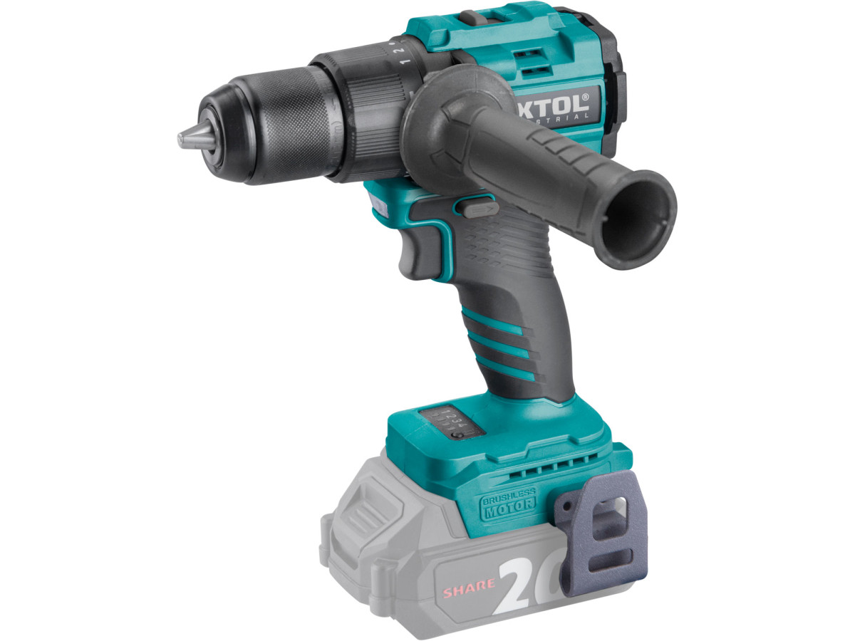 Extol Industrial 8791805 vrtací šroubovák aku s příklepem SHARE20V, 70Nm, BRUSHLESS, bez baterie a nabíječky