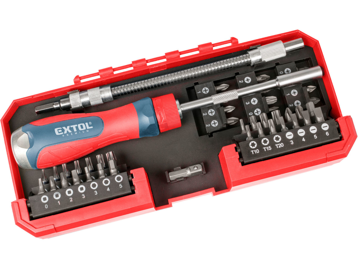 Extol Premium 8819157 šroubovák ráčnový s hroty, sada 43ks, CrV