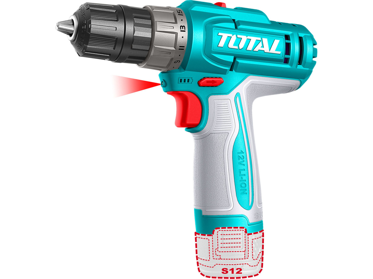 Total TDLI12206E vrtací šroubovák AKU, 12V, Li-ion (2x), 1500mAh