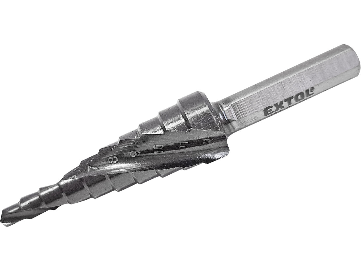 Extol Industrial 8701190 vrták stupňovitý s lamačem třísek, O 3-12mm/po 1mm, HSS-Co