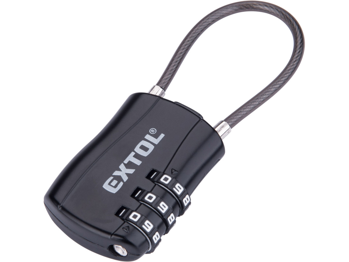 Extol Craft 957005 zámek kombinační kovový s trojmíst. kódem, délka lanka 110mm