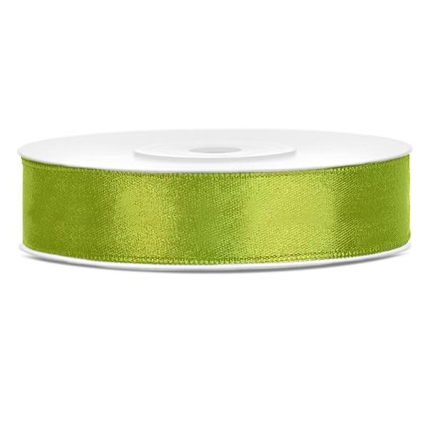 Saténová stuha zelené jablko, 12mm/25y