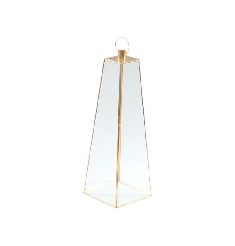 Zlatá metalická lucerna, 19,5cm x 58cm