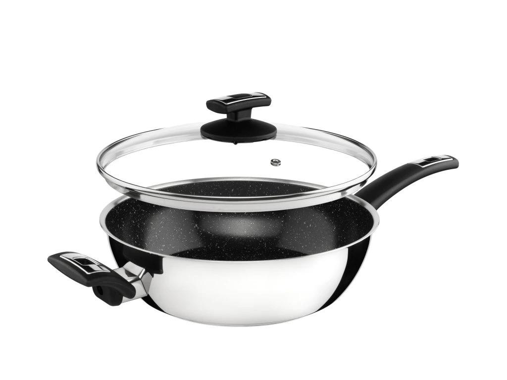 Kolimax Pánev CERAMMAX PRO COMFORT, s rukojetí, s poklicí, průměr 26 cm, objem 3.4 l, černý GRANIT